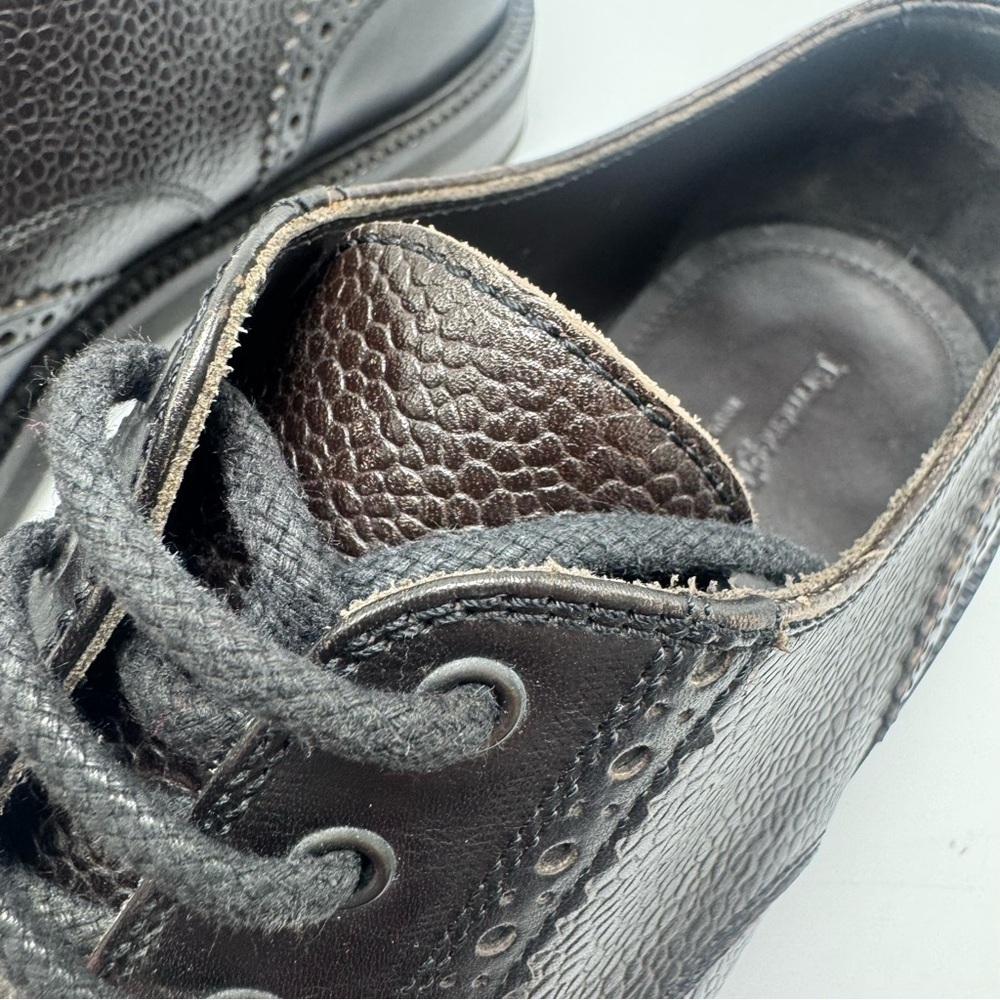 Ermenegildo Zegna Black Pebbled Leather Wingtip Derby Shoe US 9 EU 42 Dark Brown - Picture 4 of 9